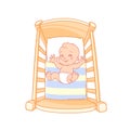 Cute little baby awake, play in bed Royalty Free Stock Photo