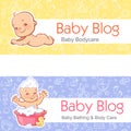 Banner for blog. Kid lay on stomach. Baby in bath.