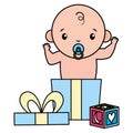 cute little baby boy in gift box Royalty Free Stock Photo