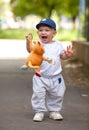 A cute little baby boy playing Royalty Free Stock Photo