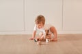 Cute little baby boy playing with blocks Royalty Free Stock Photo