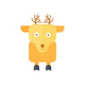 Cute little baby deer with antlers, childish simple yellow animal character