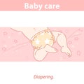 Cute little baby in diaper lying on stomach Royalty Free Stock Photo