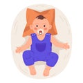 Cute little baby. Funny toddler, newborn smiling baby boy, kid wearing romper. Flat cartoon vector illustration Royalty Free Stock Photo