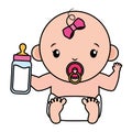 cute little baby girl with milk bottle Royalty Free Stock Photo