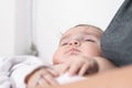 Cute little baby girl sleeping in her crib Royalty Free Stock Photo