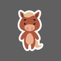 Cute little baby horse sticker. Cartoon animal character for kids cards, baby shower, birthday invitation, house interior. Bright Royalty Free Stock Photo