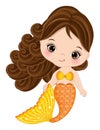 Cute Little Baby Mermaid with Yellow Fishtail Royalty Free Stock Photo