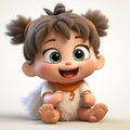 Playful Baby Girl Cartoon Character Design In 3d