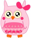 Cute little baby pink owl with bow Royalty Free Stock Photo