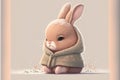 A cute, little, baby rabbit in warm winter clothes, symbol of love. Generative AI Royalty Free Stock Photo