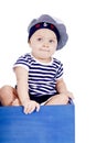 Cute little baby in sailor fashion playing Royalty Free Stock Photo