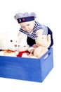 Cute little baby in sailor fashion playing Royalty Free Stock Photo