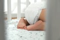 Cute little baby sleeping in crib, closeup Royalty Free Stock Photo