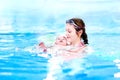 Cute little baby in swimming pool with his mother Royalty Free Stock Photo