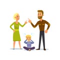 Cute little baby toddler loving his parents while they quarrel. Royalty Free Stock Photo