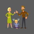 Cute little baby toddler loving his parents while they quarrel. Royalty Free Stock Photo