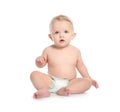 Cute little baby on white background Royalty Free Stock Photo