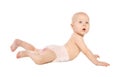 Cute little baby on white background. Tummy Royalty Free Stock Photo