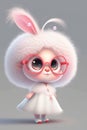 A cute little baby white fairy rabbit generative AI Royalty Free Stock Photo