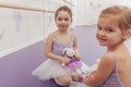 Lovely little ballerinas at the dance studio Royalty Free Stock Photo