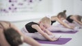 Cute little ballerinas stretching together at dancing school. Adorable little girl exercising at dance school Royalty Free Stock Photo