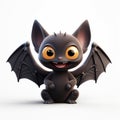 Cute Bat Creature 3d Render On White Background