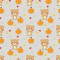 Cute Little Bear and Halloween Candy Seamless Pattern Royalty Free Stock Photo