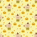 Cute Little Bear and Halloween Candy Seamless Pattern Royalty Free Stock Photo