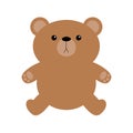 Cute little bear toy sitting on the ground. Brown grizzly icon. Kawaii cartoon character. Funny head face. Happy Valentines Day. Royalty Free Stock Photo