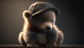 Cute little bear very cute with a cap, Generate ai