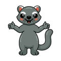 Cute little bearcat cartoon raising hands