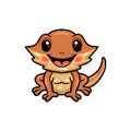 Cute little bearded dragon cartoon sitting