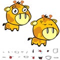 Cute little big head giraffe expressions set