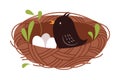 Cute Little Bird as Forest Habitant Sitting in Nest Vector Illustration Royalty Free Stock Photo