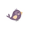 Cute little bird Isolated element. Funny character in childish style for kids design Royalty Free Stock Photo