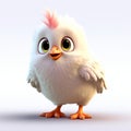 Cute Little Bird With Pink Hair - Animated Cartoon In Vray Tracing Style Royalty Free Stock Photo