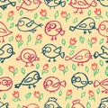 Cute little birds seamless pattern Royalty Free Stock Photo