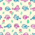 Cute little birds seamless pattern Royalty Free Stock Photo