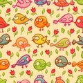 Cute little birds seamless pattern Royalty Free Stock Photo