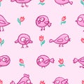 Cute little birds seamless pattern Royalty Free Stock Photo