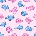 Cute little birds seamless pattern Royalty Free Stock Photo