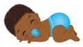 African American Cute Baby Boy Wearing Blue Diaper Royalty Free Stock Photo