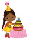 Cute Little Black Girl Blowing out Candles on Birthday Cake Royalty Free Stock Photo