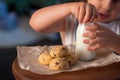 Kid preparing treat for Santa Claus Royalty Free Stock Photo