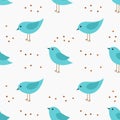 Cute little blue birds seamless pattern Royalty Free Stock Photo