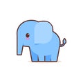Cute little blue elephant cartoon comic character anime kawaii style funny animals for kids concept