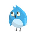 Cute little blue funny chick bird standing character vector Illustration Royalty Free Stock Photo