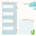 Cute little blue Ocean Sunfish weekly planner