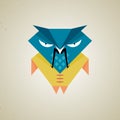 Cute little blue and yellow cartoon samurai owl